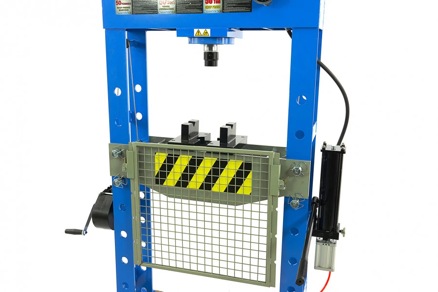 HBM 50 Ton Professionele Raamwerkpers, Werkplaatspers Met Veiligheidsrek 3 HBM 50 Ton Professionele Raamwerkpers, Werkplaatspers Met Veiligheidsrek - Afbeelding 3