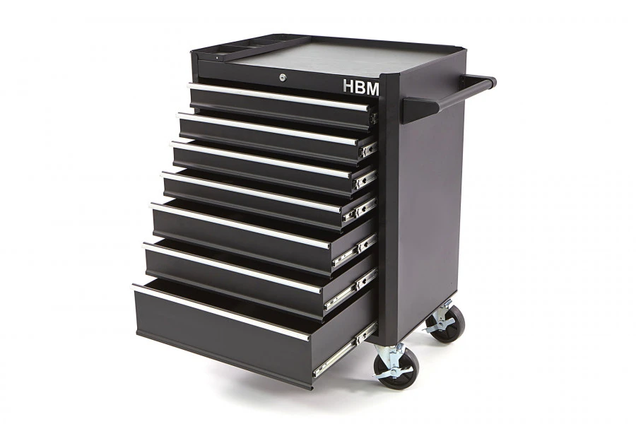 HBM Gereedschapswagen Met 7 Laden - 66 Cm - Zwart 1 HBM Gereedschapswagen Met 7 Laden - 66 Cm - Zwart