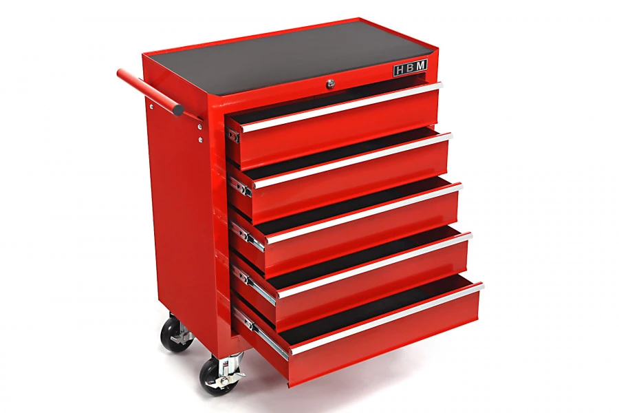 HBM Gereedschapswagen Met 5 Laden, 62 Cm, Rood 1 HBM Gereedschapswagen Met 5 Laden, 62 Cm, Rood