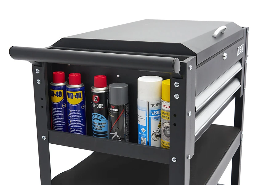 HBM 2 Laden Gereedschapswagen Met 2 Plateaus En Opbergvak - 91 Cm - Zwart 12 HBM 2 Laden Gereedschapswagen Met 2 Plateaus En Opbergvak - 91 Cm - Zwart - Afbeelding 12